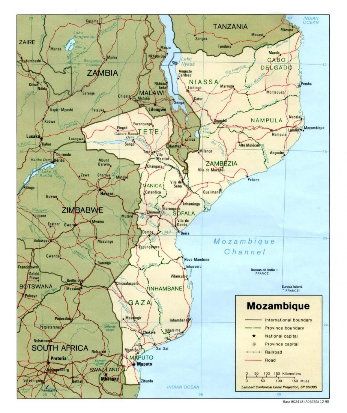 térkép Mozambik utak