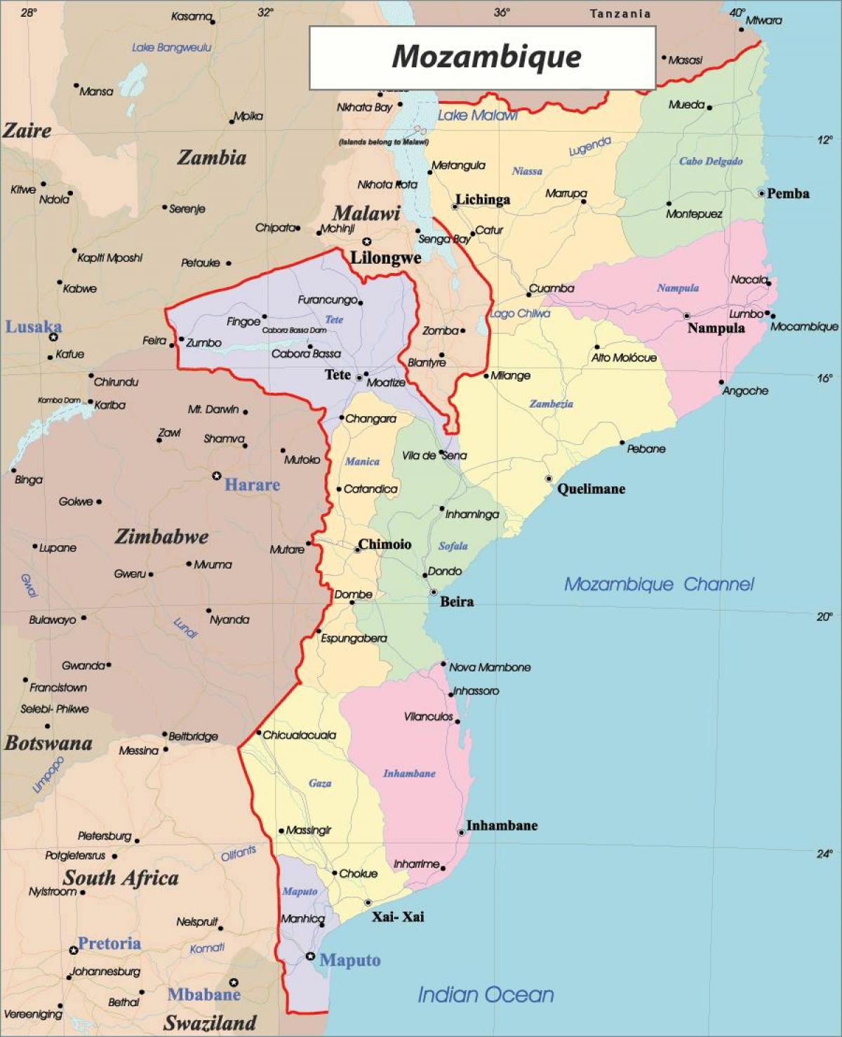 Mozambik a térképen